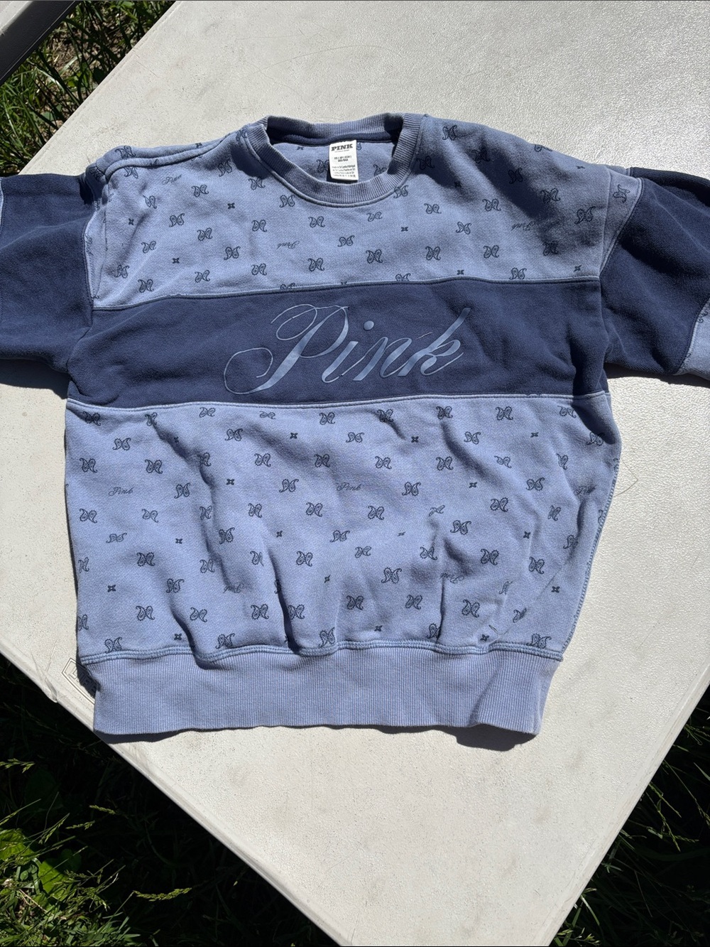 PINK Victoria's Secret Two-Tone Blue Crewneck Sweatshirt